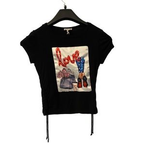 Allysse T-shirt Sequined/beaded Size S, Black, Valentine